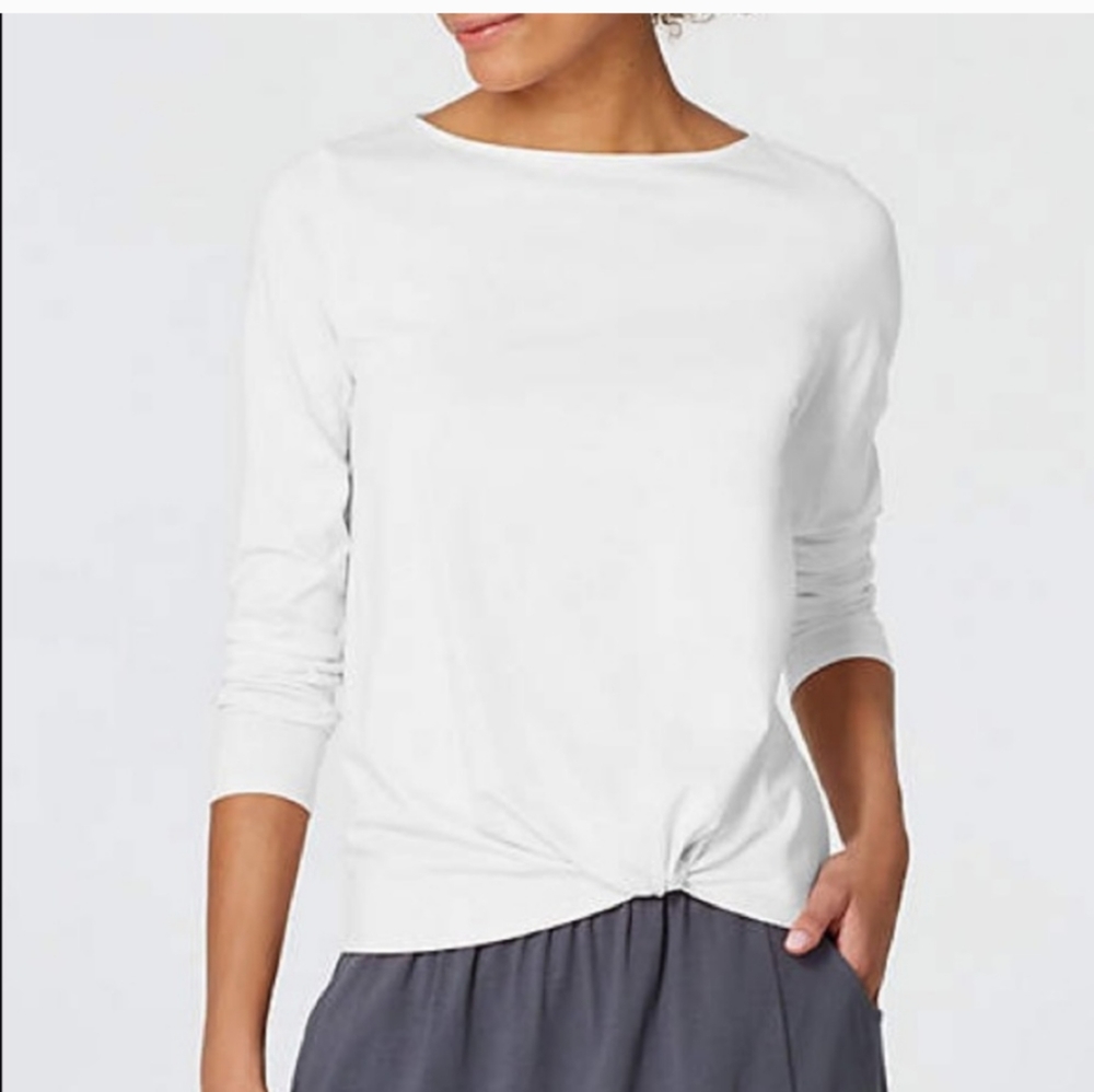 J. Jill Pure Jill White Soft Knot Long Sleeve Top Size M